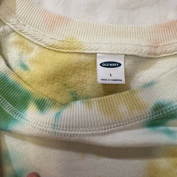 Old Navy Vintage Tie Dye Crew Neck sweatshirt size L cream green blue - Picture 3 of 11